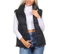 ONLY Damen Steppweste ONLErika Mix Waistcoat Life Outdoorweste mit Sherpa-Besatz 15322077 Phantom DTM Teddy M