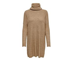 ONLY Damen Strick-Kleid OnlJana Langer Pullover Roll-Kragen Sweater, Farbe:Beige, Größe:S