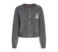 ONLY Damen Strickjacke gestrickter Cardigan mit Hunde-Motiv ONLTeddy Cardigan 15357743 Medium Grey Melange Dog L