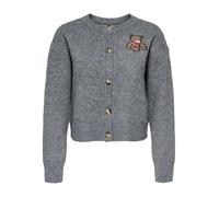 ONLY Damen Strickjacke gestrickter Cardigan mit Teddy-Motiv ONLTeddy 15357743 Medium Grey Melange Teddy XS