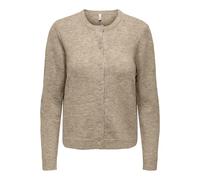 Strickjacke ONLY "ONLOLIVIA LS O-NECK CARDIGAN CC KNT", Damen, Gr. XL, beige (humus detail:melange, dtm horn button), Strick, Obermaterial: 84% Polyester, 7% Polyacryl, 5% Wolle, 4% Elasthan, meliert,