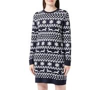ONLY Damen Strickkleid Onlxmas Snowflake Ls Dress Cs KNT, Night Sky/Pattern:Cloud Dancer, L