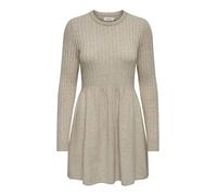ONLY Damen Strickkleid Rundhals Regular fit Langarm Midikleid bequem, Farben:Beige, Größe:M
