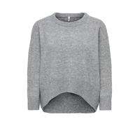 Rundhalspullover ONLY "ONLALIVIA LS HIGH-LOW O-NECK NOOS KNT", Damen, Gr. XS, grau (medium grau melange), Strick, Obermaterial: 84% Polyester, 7% Polyacryl, 5% Wolle, 4% Elasthan, meliert, unifarben,