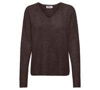 ONLY Damen Strickpullover - ONLCAMILLA V-NECK PULLOVER, V-Ausschnitt, einfarbig Dunkelbraun / M M Braun