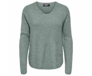 ONLY Damen Strickpullover - ONLCAMILLA V-NECK PULLOVER, V-Ausschnitt, einfarbig Grün / XS XS Grün
