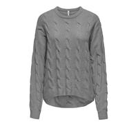 ONLY Damen Strickpullover ONLJeanett Life Long gestrickter Pulli mit Zopfmuster