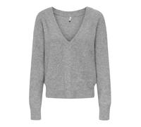 ONLY Damen Strickpullover ONLRENE LIFE LS V-NECK REVERSIBEL CC KNT (DE/NL/SE/PL, Alphanumerisch, XS, Regular, Regular, medium grey melange)