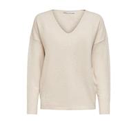 V-Ausschnitt-Pullover ONLY "ONLRICA LIFE L/S V-NECK PULLO KNT NOOS", Damen, Gr. XS, braun (birch melange), Strick, Obermaterial: 93% Polyester, 4% Nylon, 3% Elasthan, meliert, regular fit normal, V-Au