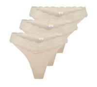 ONLY Damen Strings, 3er Pack - ONLCHLOE LACE THONG, Spitze XL Beige