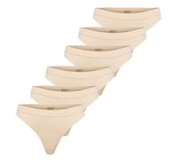 ONLY Damen Strings, 6er Pack - ONLVICKY RIB THONG, gerippt L/XL Beige