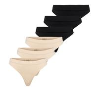 ONLY Damen Strings, 6er Pack - ONLVICKY RIB THONG, gerippt XS/S Beige