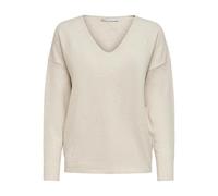 Only Pullover ONLRICA LIFE V-Ausschnitt Materialmix Regular Fit Creme M Damen