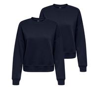 ONLY Damen Sweatshirt 2er Pack - ONLSWEAT LIFE CREW OVERSIZE SWT, Rundhals, Baumwoll-Mix L Blau