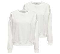 ONLY Damen Sweatshirt 2er Pack - ONLSWEAT LIFE CREW OVERSIZE SWT, Rundhals, Baumwoll-Mix XL Weiß