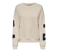 Sweatshirt ONLY "ONLSWEAT L/S BACK/SLEEVE PRINT SWT NOOS", Damen, Gr. XS, beige (birch detail:night sky florida print), Sweatware, Obermaterial: 60% Baumwolle, 40% Polyester, bedruckt, loose fit norma