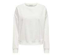 ONLY Damen Sweatshirt - ONLSWEAT LIFE CREW OVERSIZE SWT, Rundhals, Baumwoll-Mix Weiß S