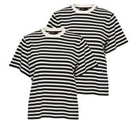 ONLY Damen T-Shirt 2er Pack - ONLLIVINA LIFE STRIPE TEE, Kurzarm, Rundhals, Streifen Schwarz/Weiß XS