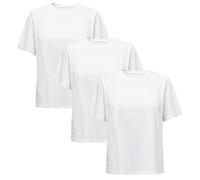 ONLY Damen T-Shirt 3er Pack Rundhals ONLONLY Regular Fit Basic Shirt XS S M L XL (DE/NL/SE/PL, Alphanumerisch, M, Regular, Regular, Weiß)