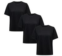 ONLY Damen T-Shirt 3er Pack Rundhals ONLONLY Regular Fit Basic Shirt XS S M L XL (DE/NL/SE/PL, Alphanumerisch, M, Regular, Regular, Schwarz)