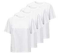 ONLY Damen T-Shirt 4er Pack - ONLONLY TEE, Rundhals, Baumwolle, einfarbig Weiß / S S Weiß