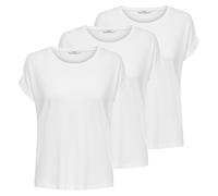 ONLY Damen T-Shirt, kurzarm 3er Pack - ONLMOSTER O-NECK TOP, Rundhals, Viskose-Mix Stretch XS Weiß