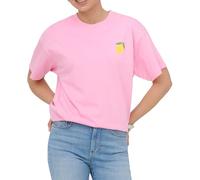 ONLY Damen T-Shirt mit Rückenprint Kurzarm Statement Damenshirt Zitrone Loose Fit ONLElle Printed 15373343 Prism Pink Lemoncello (Ultramarine) M
