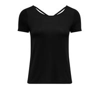 ONLY Damen T-Shirt - ONLBERA BACK LACE UP TO, Rundhals, Viskose Schwarz M