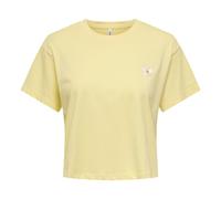 ONLY Damen T-Shirt - ONLBRIANNA LIFE O-NECK TOP BOX, Rundhals, Cropped, Regular Fit, Baumwolle Gelb L