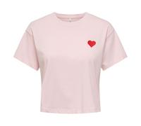 ONLY Damen T-Shirt - ONLBRIANNA LIFE O-NECK TOP BOX, Rundhals, Cropped, Regular Fit, Baumwolle L Rosa