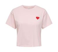 ONLY Damen T-Shirt - ONLBRIANNA LIFE O-NECK TOP BOX, Rundhals, Cropped, Regular Fit, Baumwolle Rosa M