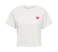 ONLY Damen T-Shirt - ONLBRIANNA LIFE O-NECK TOP BOX, Rundhals, Cropped, Regular Fit, Baumwolle Weiß S