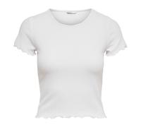 ONLY Damen T-Shirt - ONLEMMA SHORT TOP, Rundhals, Cropped, gerippt, einfarbig L Weiß