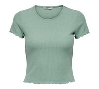 ONLY Damen T-Shirt - ONLEMMA SHORT TOP, Rundhals, Cropped, gerippt, einfarbig S Grün