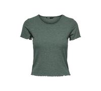 ONLY Damen T-Shirt ONLEMMA Short XS S M L XL Schwarz Weiß Rundhals gerippt, Größe:XL, Farbe:Balsam Green Melange 15201206