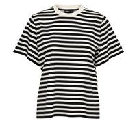 ONLY Damen T-Shirt - ONLLIVINA LIFE STRIPE TEE, Kurzarm, Rundhals, Streifen Schwarz/Weiß XS