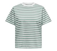 ONLY Damen T-Shirt - ONLLIVINA LIFE STRIPE TEE, Kurzarm, Rundhals, Streifen Weiß/Grün XS