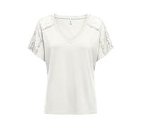 ONLY Damen T-Shirt Onlmoster S/S V-Neck Lace Top JRS, Cloud Dancer, XS