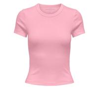 ONLY Damen T-Shirt - ONLVAL LIFE O-NECK TOP, Rundhals, Baumwolle, einfarbig Rosa XS