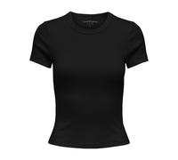 ONLY Damen T-Shirt - ONLVAL LIFE O-NECK TOP, Rundhals, Baumwolle, einfarbig Schwarz XS