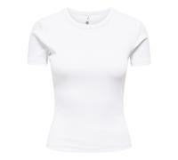 ONLY Damen T-Shirt - ONLVAL LIFE O-NECK TOP, Rundhals, Baumwolle, einfarbig Weiß S
