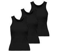ONLY Damen Tank-Top 3er Pack - ONLVAL LIFE TANKTOP, Baumwolle, Rundhals, Slim Fit Schwarz / M M Schwarz