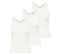 ONLY Damen Tank-Top 3er Pack - ONLVAL LIFE TANKTOP, Baumwolle, Rundhals, Slim Fit Weiß / XS XS Weiß