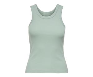 ONLY Damen Tank-Top - ONLVAL LIFE TANKTOP, Baumwolle, Rundhals, Slim Fit Hellgrün M