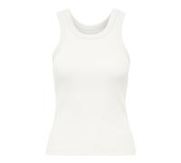 ONLY Damen Tank-Top - ONLVAL LIFE TANKTOP, Baumwolle, Rundhals, Slim Fit Weiß L