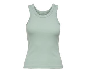 ONLY Damen Tank-Top - ONLVAL LIFE TANKTOP, Baumwolle, Rundhals, Slim Fit XS Grün