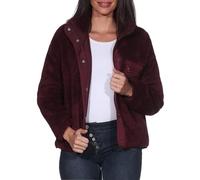 ONLY Damen Teddy Jacke Plüsch Kunstfelljacke mit Kragen ONLContact Life Oversized 15349417 Cabernet S