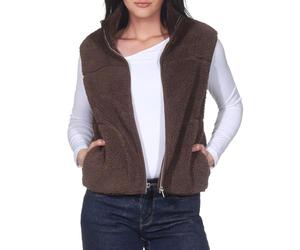 ONLY Damen Teddy Weste High Neck Sherpa Plüschweste mit Kragen Fleeceweste ONLBaby High Zip Vest 15379000 Chocolate Martini S