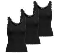 ONLY Damen Top 3er Pack - ONLSARA SHARAI LIFEW TANK TOP, Spitze, gerippt, Rundhals, Baumwolle Schwarz / L L Schwarz