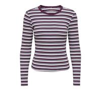 ONLY Regular Fit Langarmshirt aus Baumwoll-Mix Modell 'VAL' in Bordeaux Melange, Größe XL